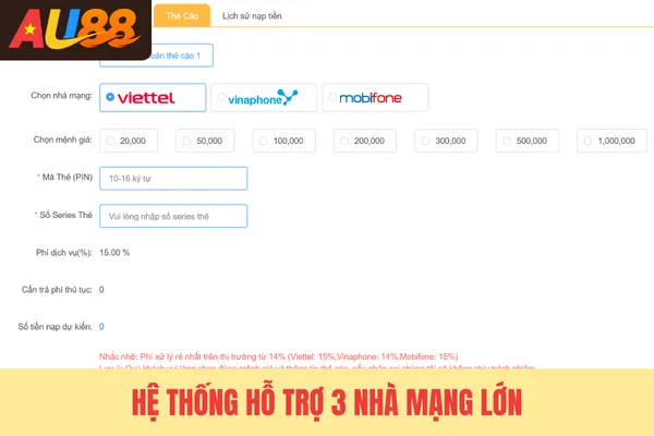 Hệ thống hỗ trợ 3 nhà mạng lớn Hệ thống hỗ trợ 3 nhà mạng lớn